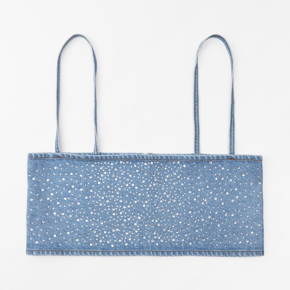 Zara Tops - ZARA RHINESTONE DENIM TOP